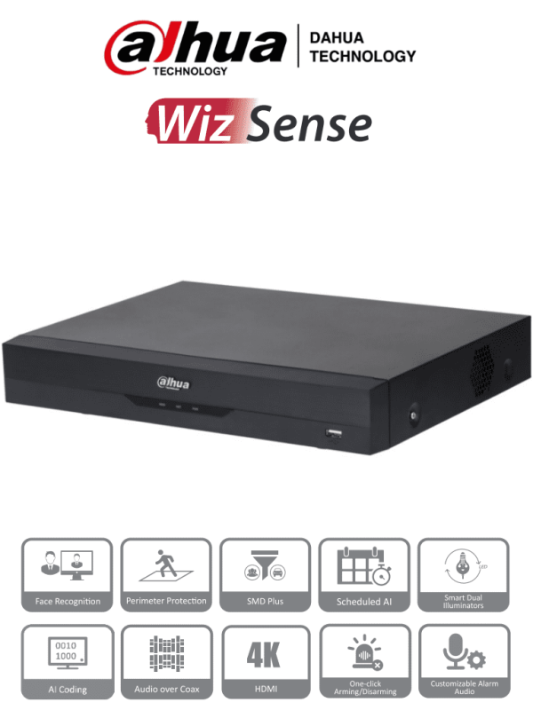 DAHUA XVR5116H-4KL-I3 - DVR de 16 Canales 4k 8 Megapixeles WizSense IA H.265+