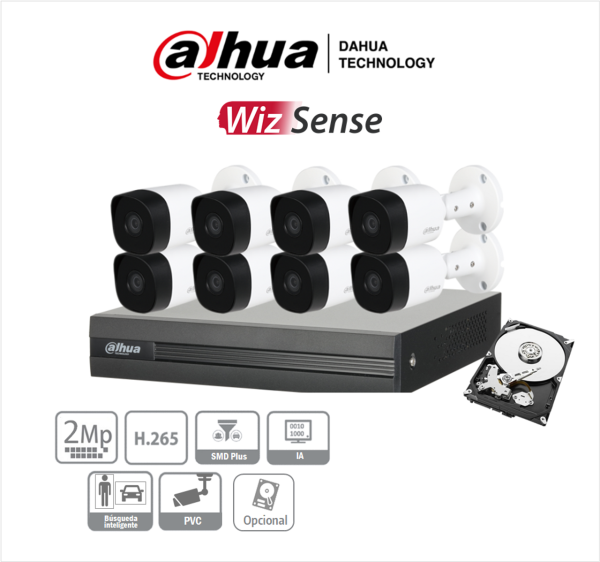 DAHUA KITXVR1B08- I+8-B2A21- Kit de 8 Canales